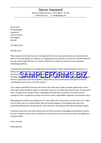 Sales Cover Letter Example pdf free